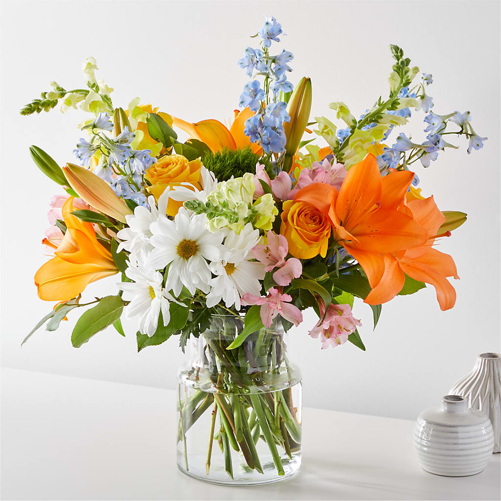 Sun Salutation Bouquet – Red Rose Flowers, Salinas CA