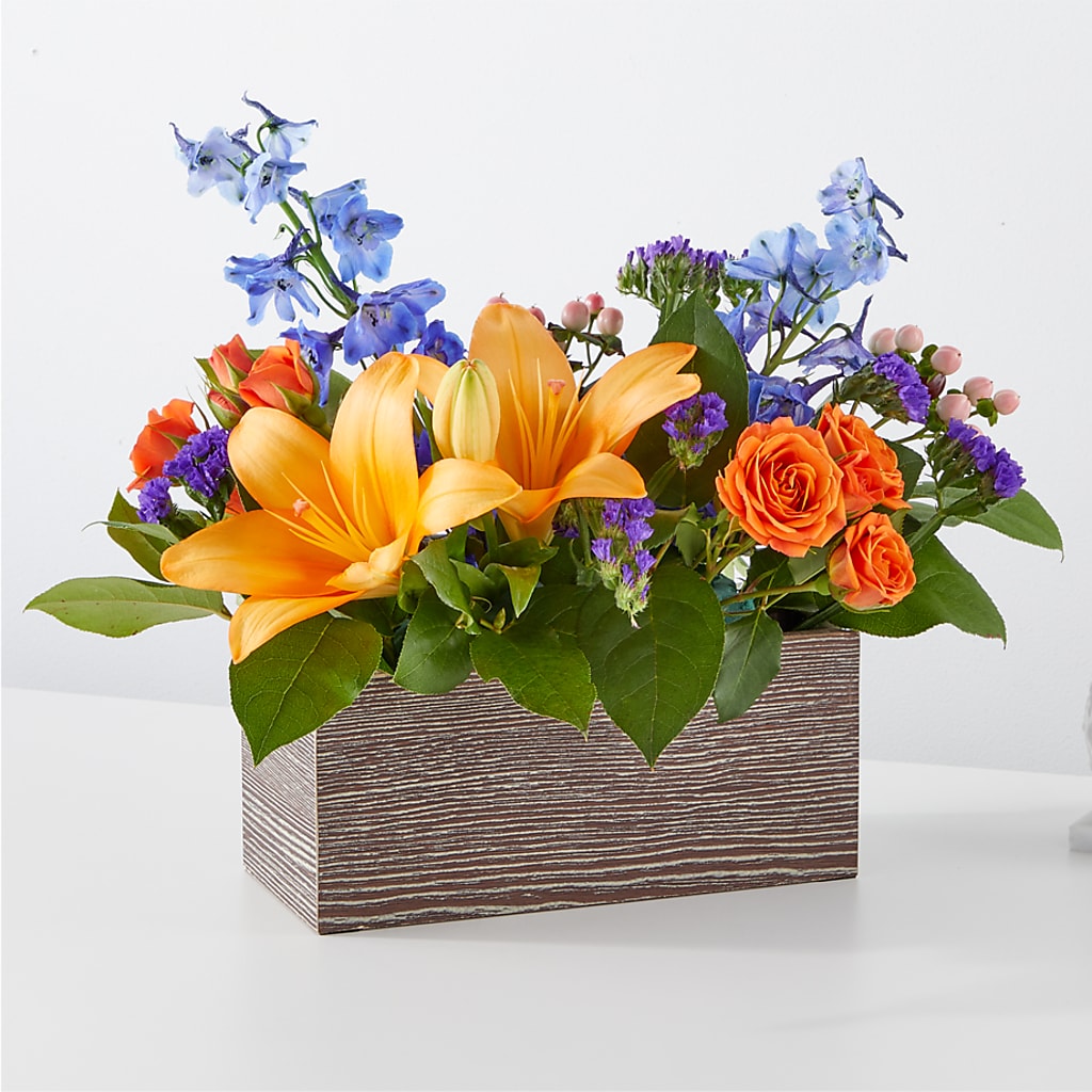 Radiant Citrus Box Bouquet – Red Rose Flowers, Salinas CA