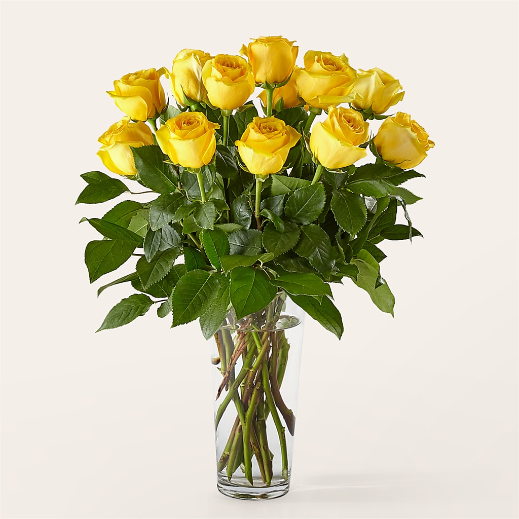 Long Stem Yellow Rose Bouquet – Red Rose Flowers, Salinas CA
