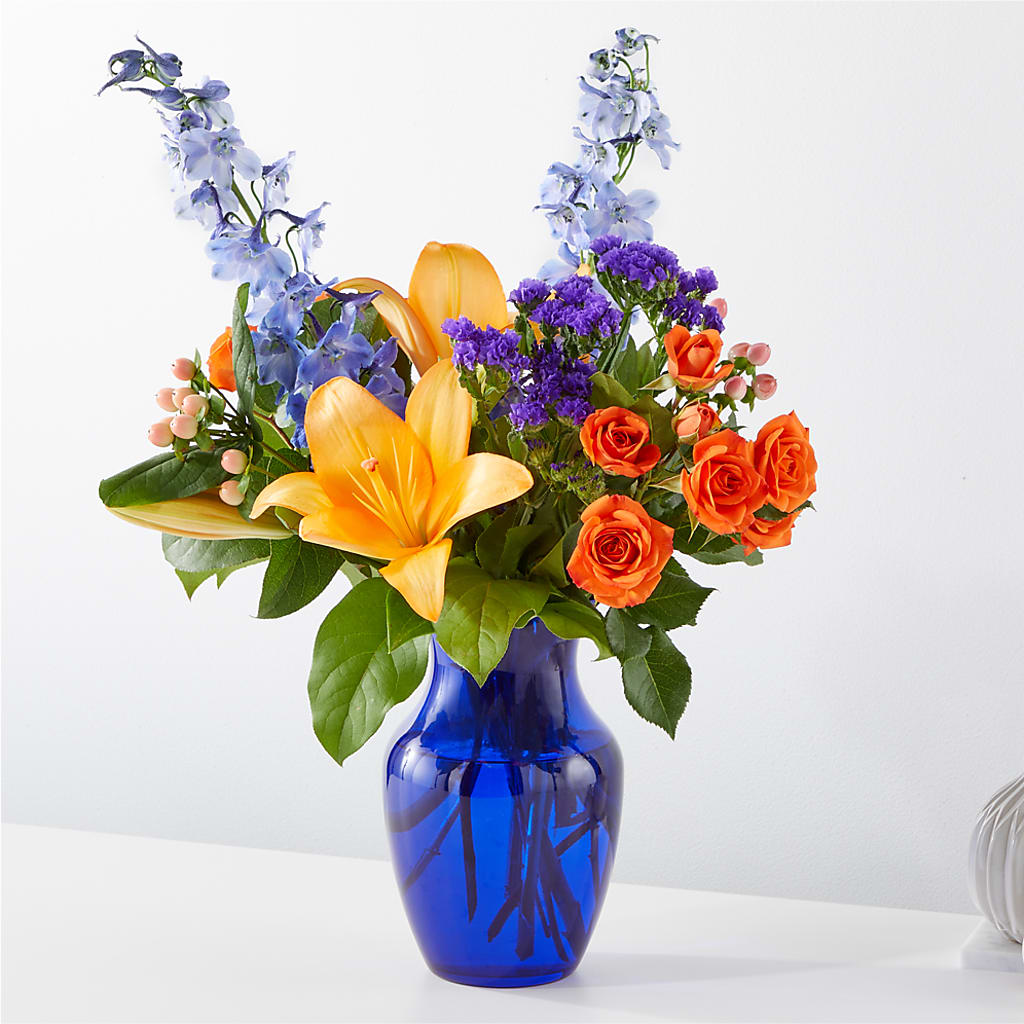 Radiant Citrus Bouquet – Red Rose Flowers, Salinas CA