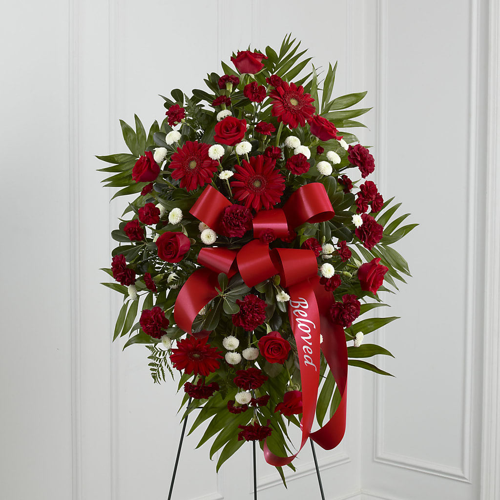 Treasured Memories Standing Spray – Red Rose Flowers, Salinas CA
