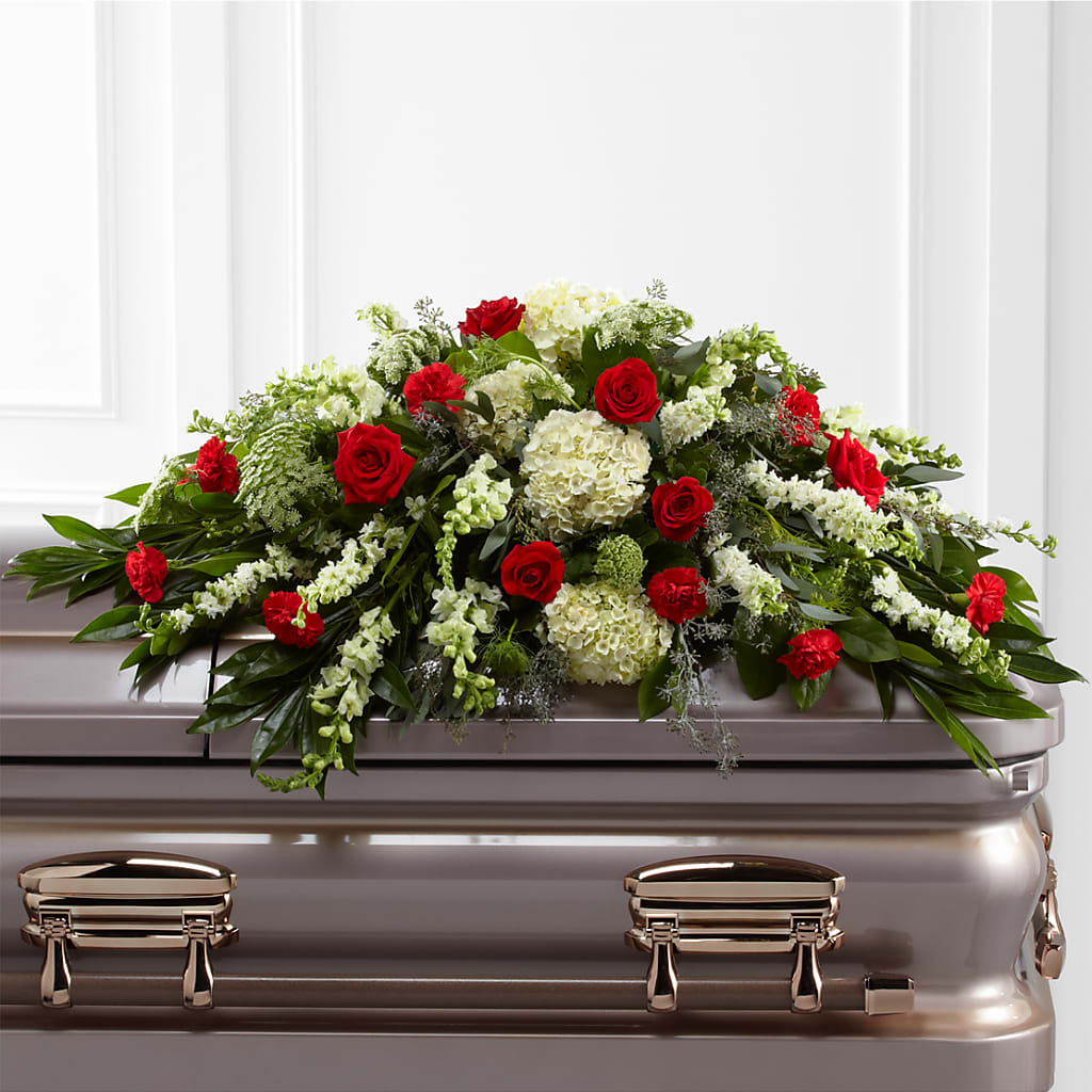Sincerity Casket Spray – Red Rose Flowers, Salinas CA