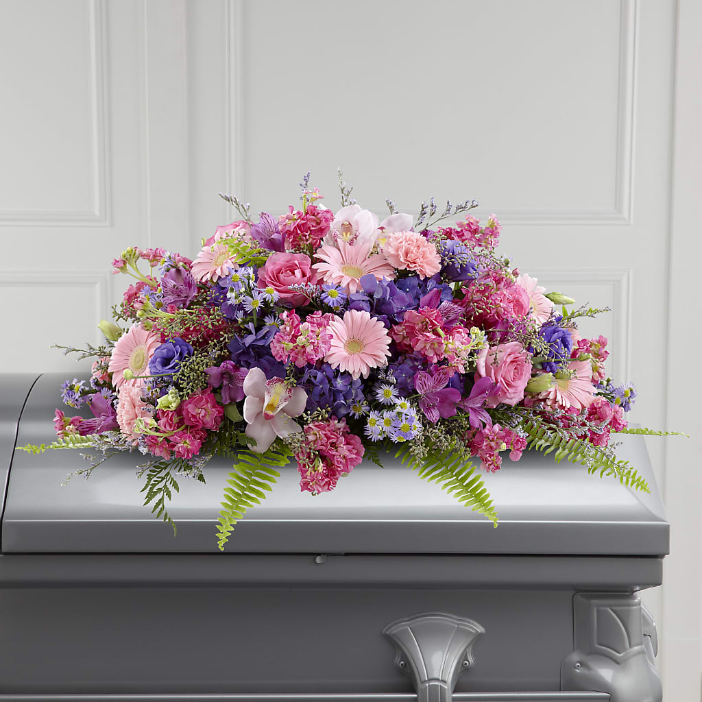 Glorious Garden Casket Spray – Red Rose Flowers, Salinas CA