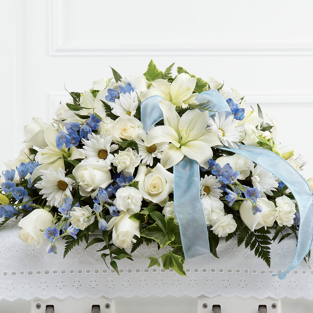 Tender Treasure Casket Spray – Red Rose Flowers, Salinas CA