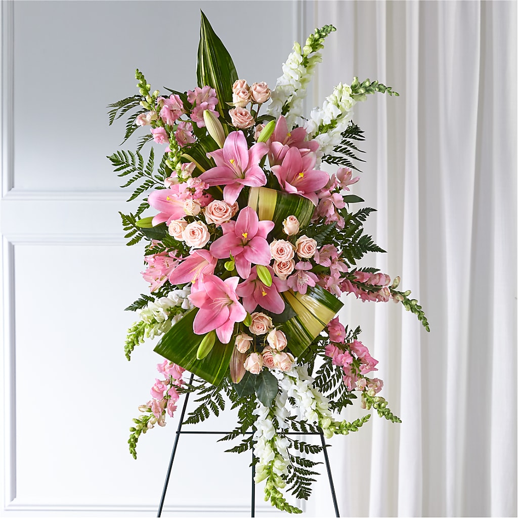 Elegant Embrace Standing Spray – Red Rose Flowers, Salinas CA