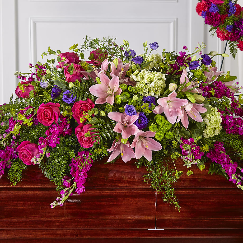 Radiant Tribute Casket Spray – Red Rose Flowers, Salinas CA