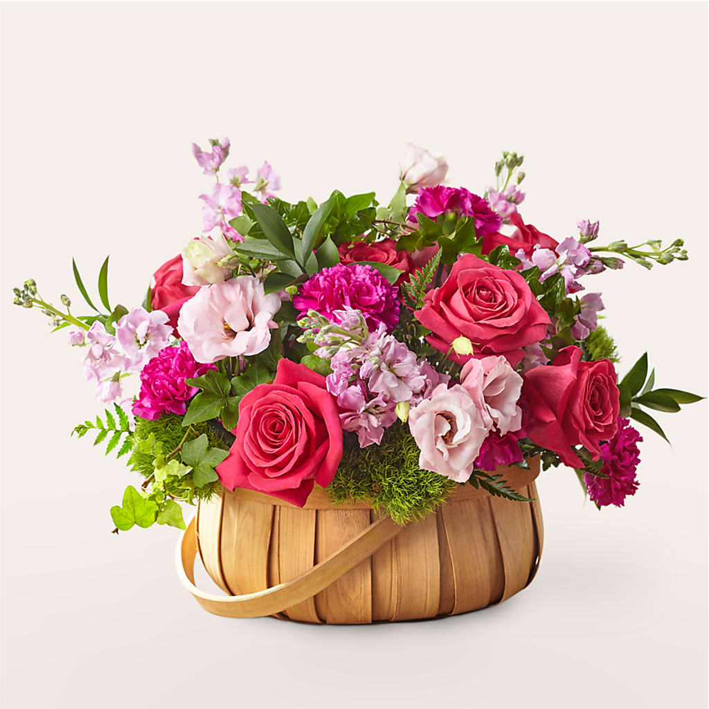 Radiance in Bloom Basket – Red Rose Flowers, Salinas CA