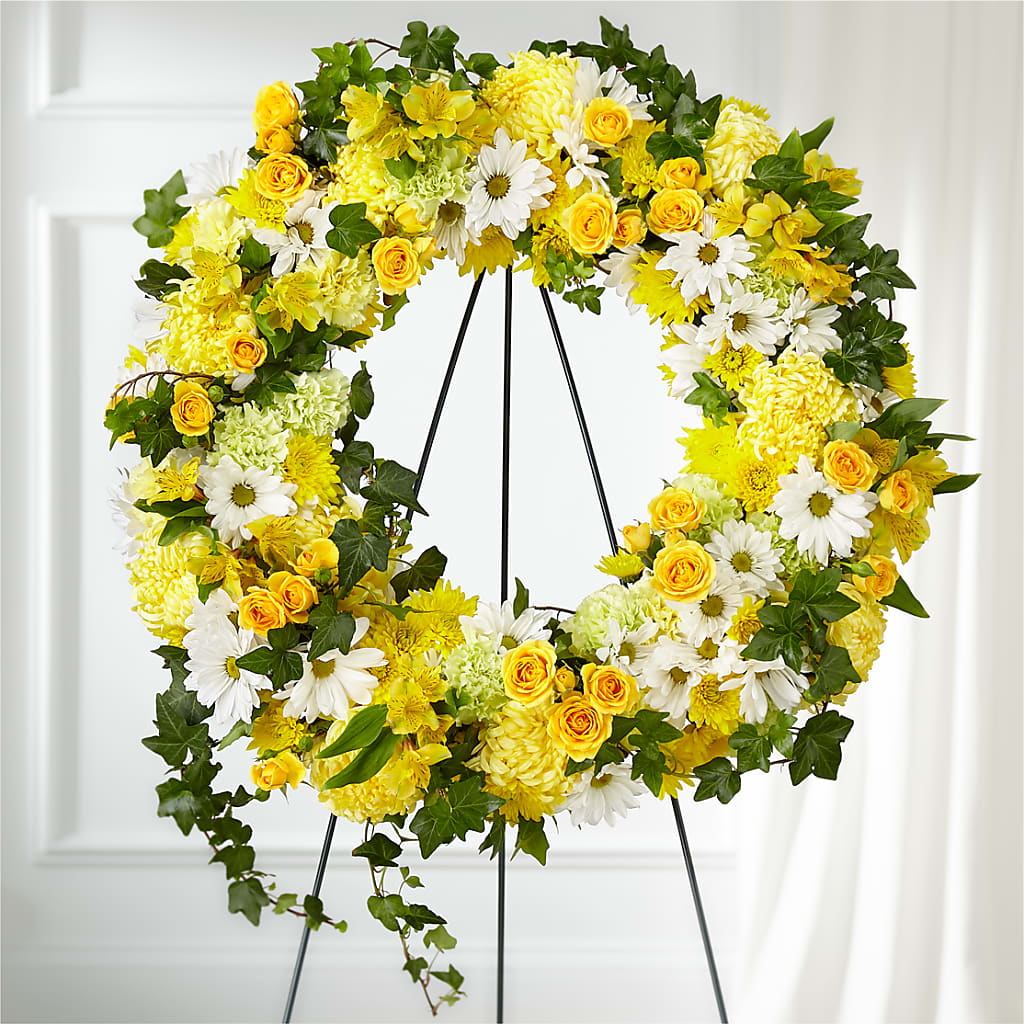 Golden Remembrance Wreath – Red Rose Flowers, Salinas CA