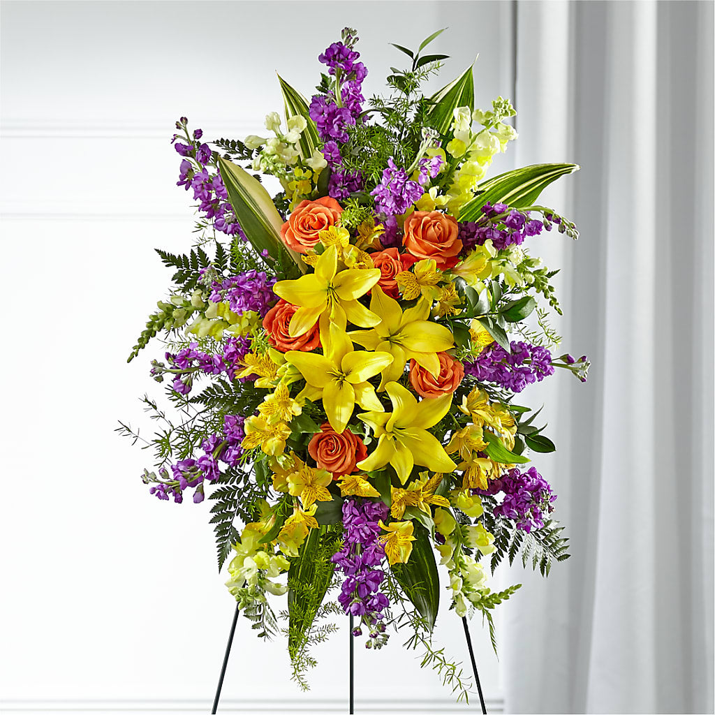 Thoughtful Prayers Standing Spray – Red Rose Flowers, Salinas CA