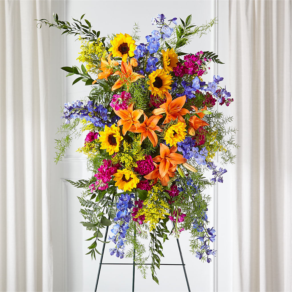 Sunlit Memories Standing Spray (Standard) – Red Rose Flowers, Salinas CA