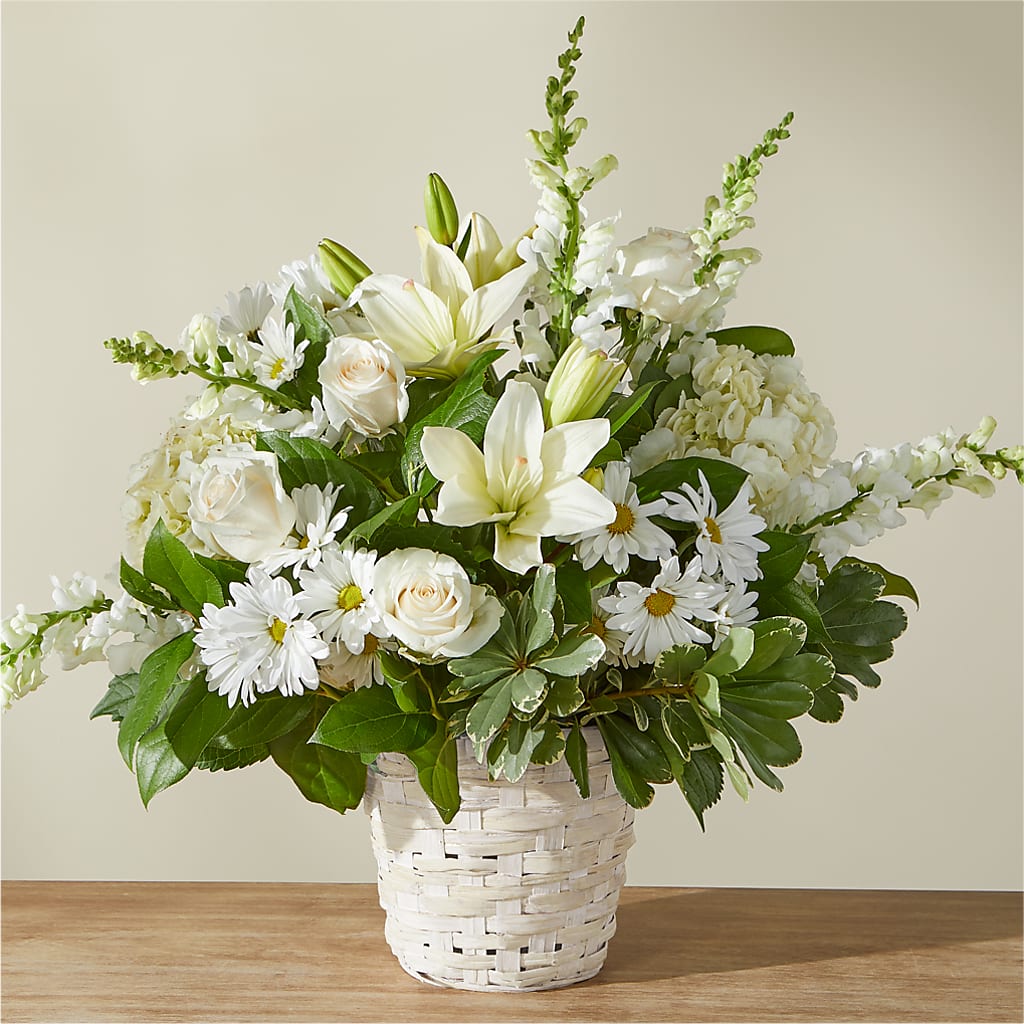 Ivory Elegance Floral Basket – Red Rose Flowers, Salinas CA