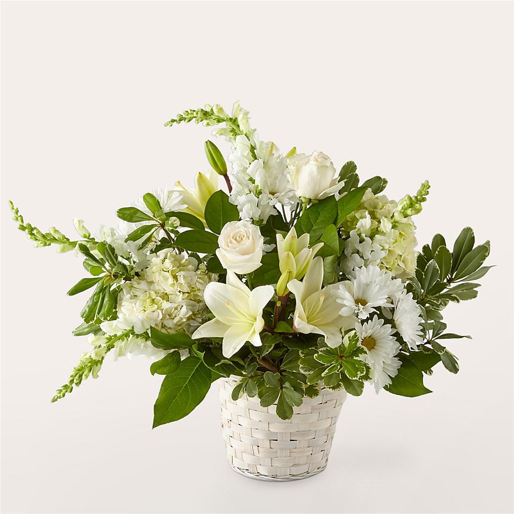 Ivory Elegance Floral Basket – Red Rose Flowers, Salinas CA