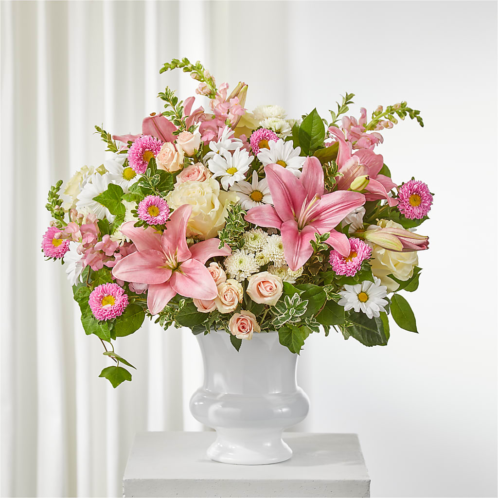 Empathetic Blooms Urn Arrangement – Red Rose Flowers, Salinas CA