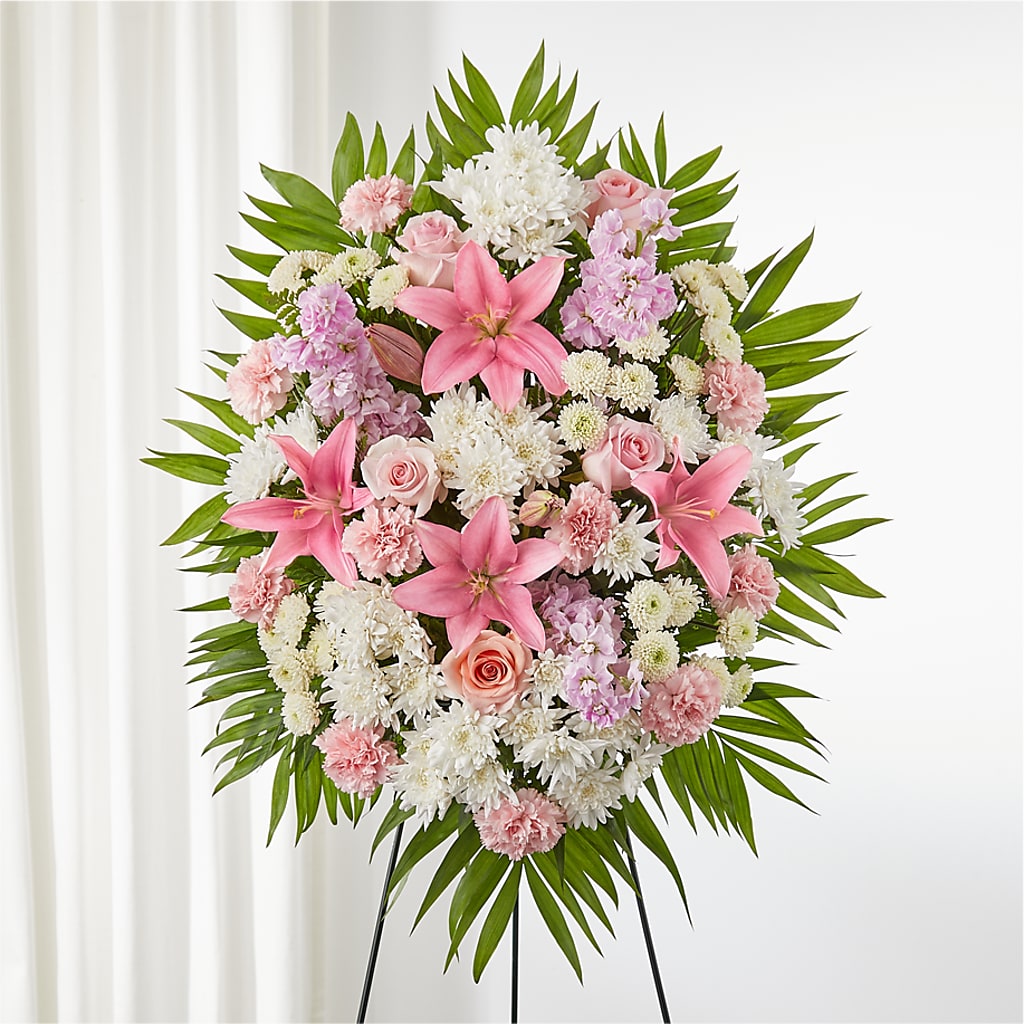 Offering Solace Standing Spray – Red Rose Flowers, Salinas CA