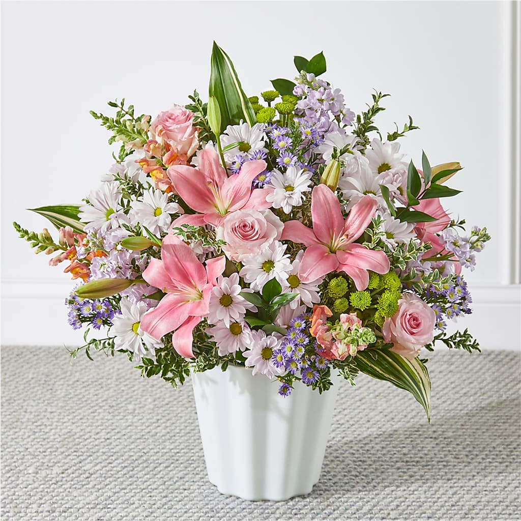 Abundant Compassion Floor Basket – Red Rose Flowers, Salinas CA