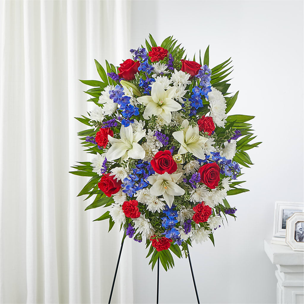 Cherished Service Standing Spray – Red Rose Flowers, Salinas CA