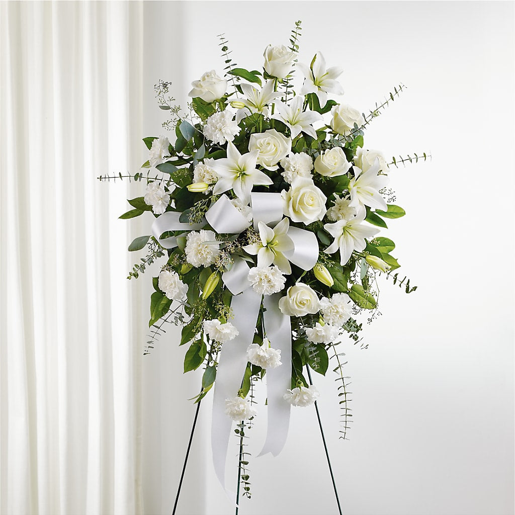 With Care Standing Spray – Red Rose Flowers, Salinas CA