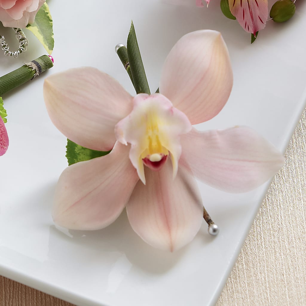 Pink Cymbidium Boutonniere – Red Rose Flowers, Salinas CA