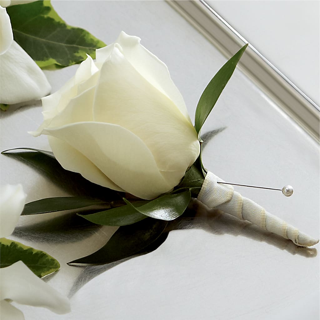 White Rose Boutonniere – Red Rose Flowers, Salinas CA