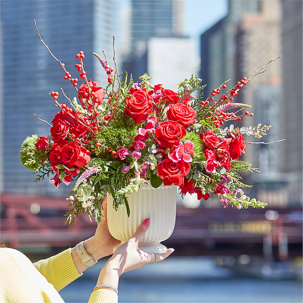 Big Red Bow Bouquet –  Red Rose Flowers, Salinas CA