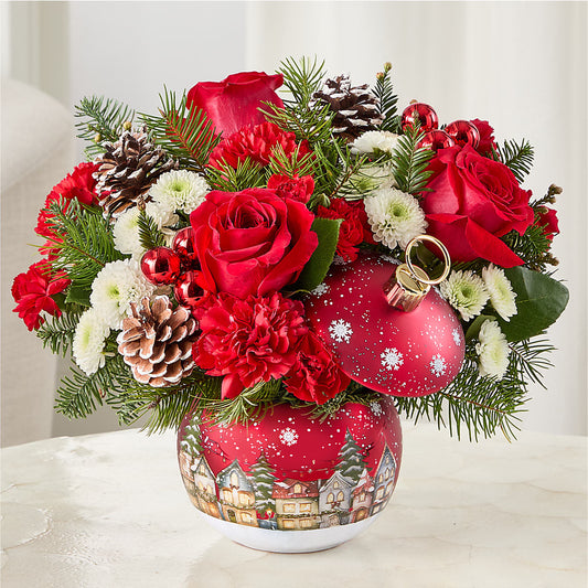 Christmas Carols Ornament –  Red Rose Flowers, Salinas CA