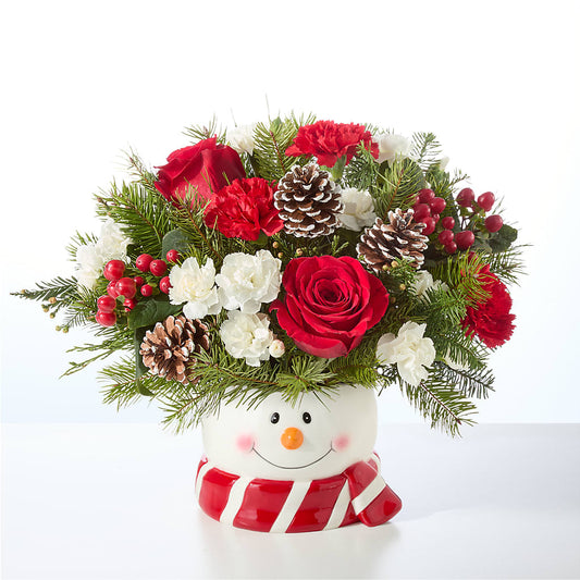 Jolly Snowman Bouquet –  Red Rose Flowers, Salinas CA