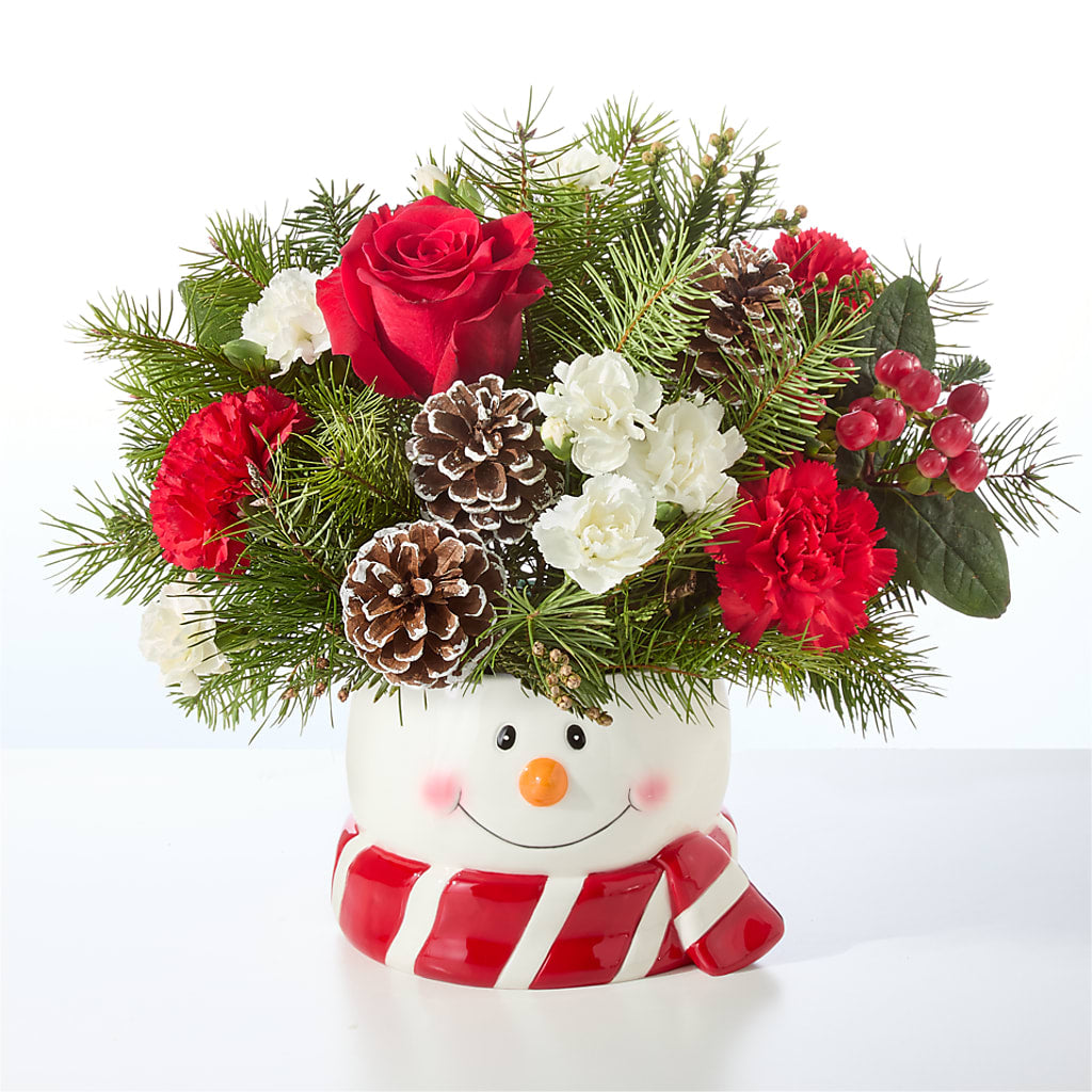 Jolly Snowman Bouquet –  Red Rose Flowers, Salinas CA