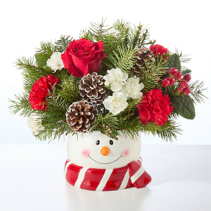 Jolly Snowman Bouquet –  Red Rose Flowers, Salinas CA