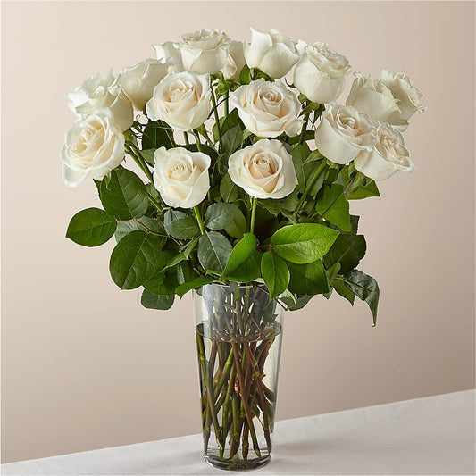 Long Stem White Rose Bouquet –  Red Rose Flowers, Salinas CA