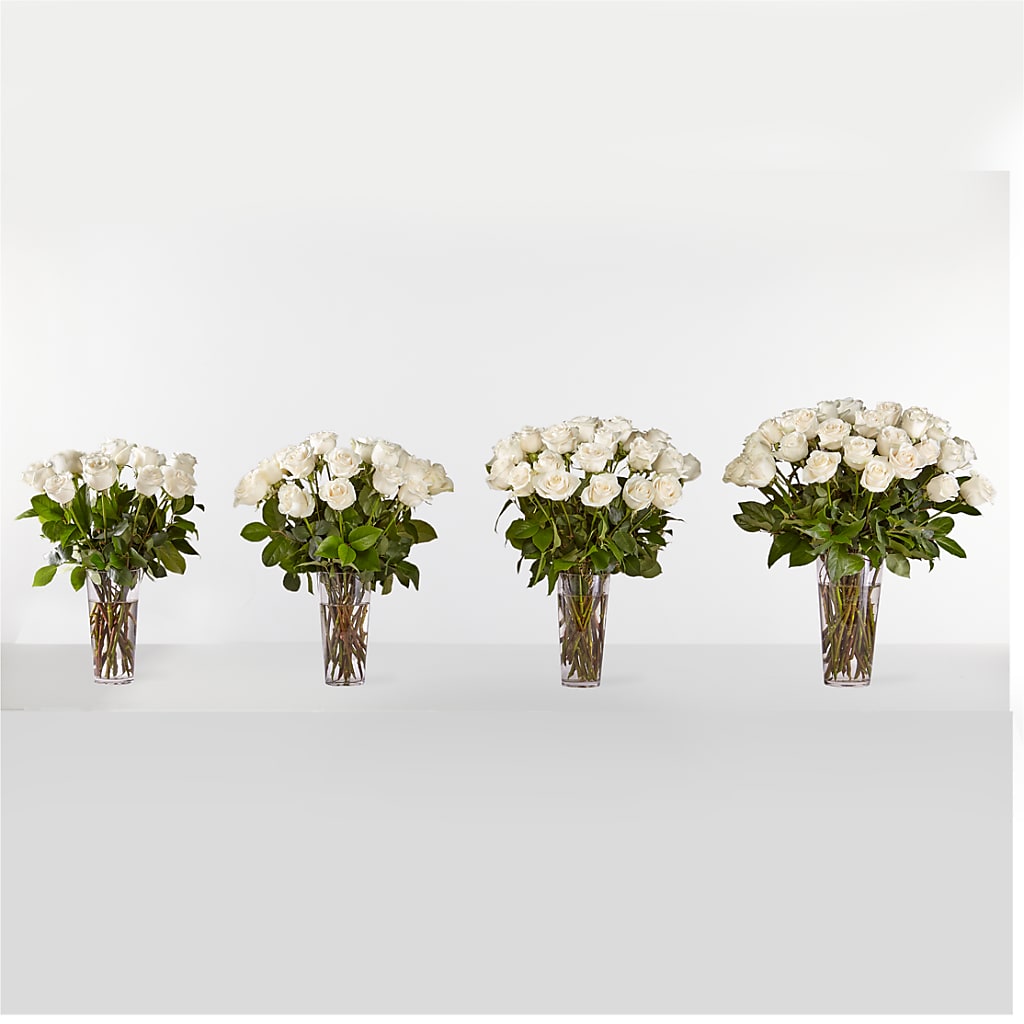 Long Stem White Rose Bouquet –  Red Rose Flowers, Salinas CA