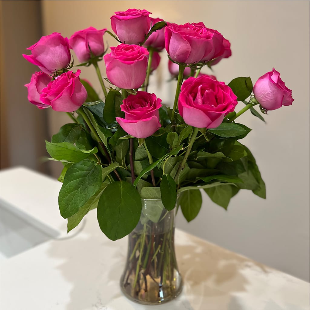 Long Stem Pink Rose Bouquet –  Red Rose Flowers, Salinas CA