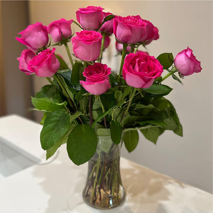 Long Stem Pink Rose Bouquet –  Red Rose Flowers, Salinas CA