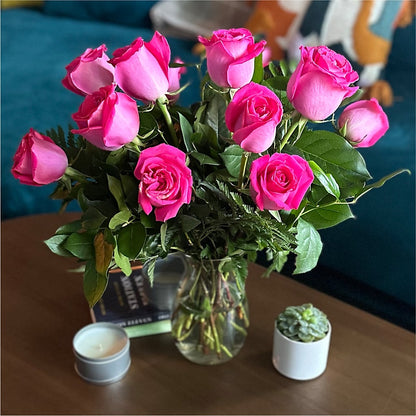 Long Stem Pink Rose Bouquet –  Red Rose Flowers, Salinas CA