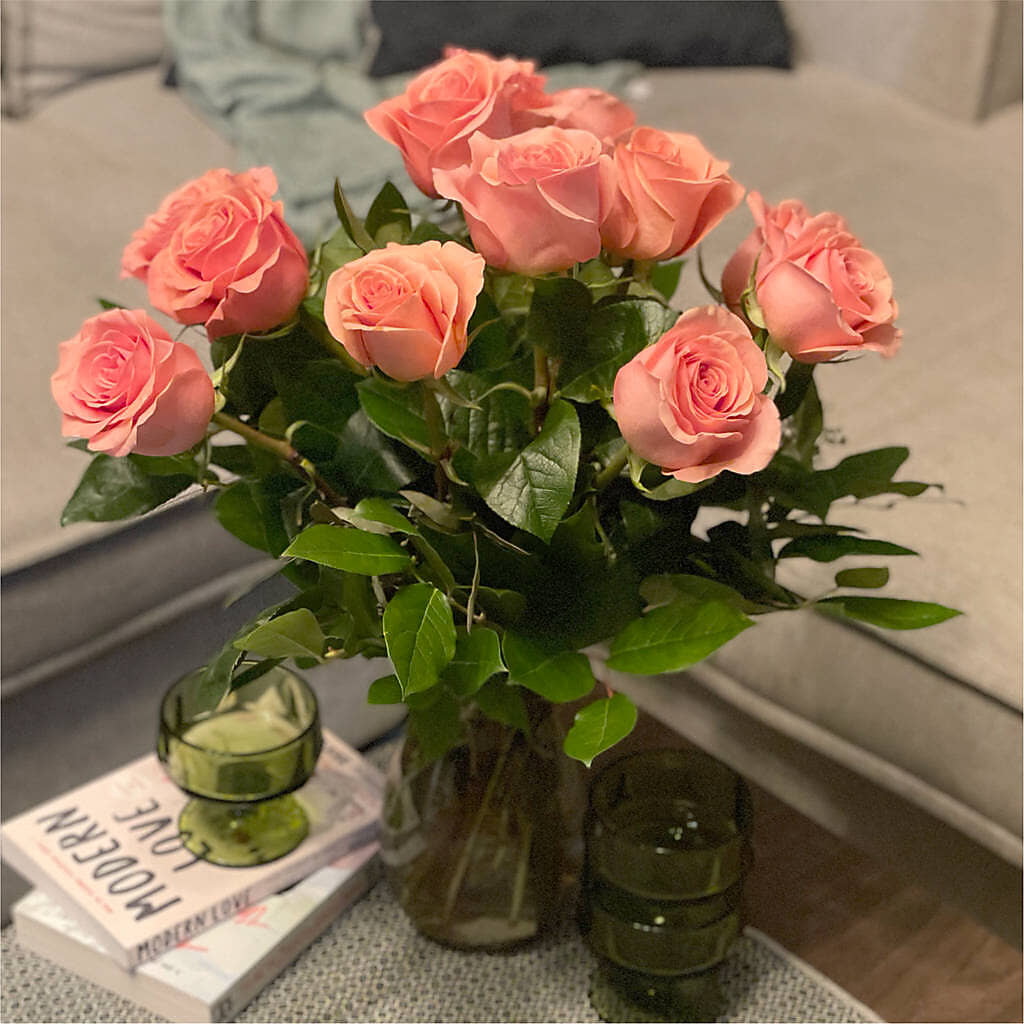 Long Stem Pink Rose Bouquet –  Red Rose Flowers, Salinas CA