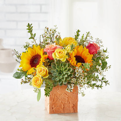 Sunflower Season Bouquet –  Red Rose Flowers, Salinas CA