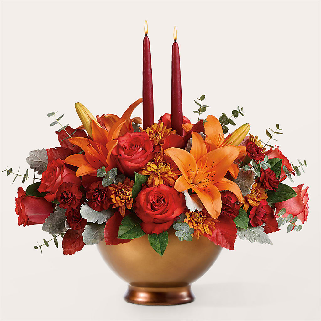 Fruits of Fall Centerpiece –  Red Rose Flowers, Salinas CA