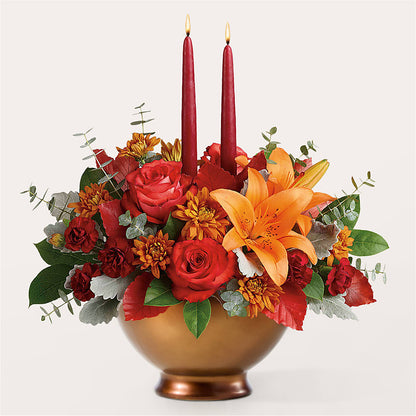 Fruits of Fall Centerpiece –  Red Rose Flowers, Salinas CA