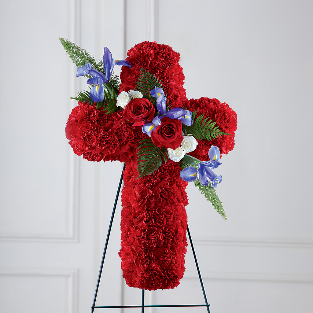 Faithful Hero Floral Cross –  Red Rose Flowers, Salinas CA