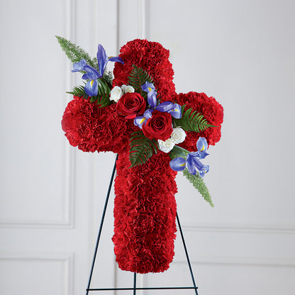 Faithful Hero Floral Cross –  Red Rose Flowers, Salinas CA