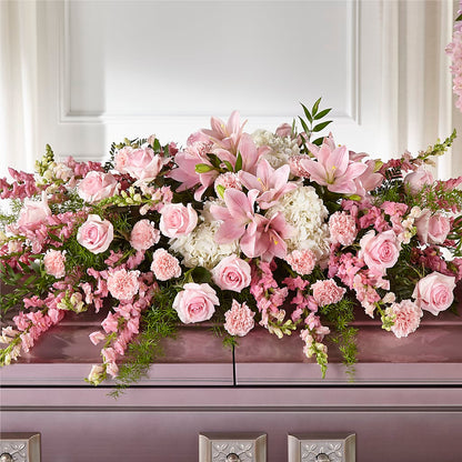 Life & Remembrance Casket Spray –  Red Rose Flowers, Salinas CA