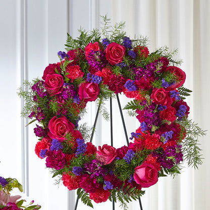 Calming Colors Wreath –  Red Rose Flowers, Salinas CA