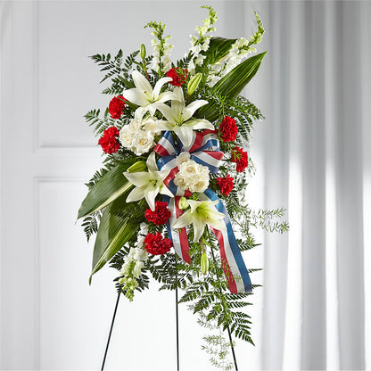 Stars of Life Standing Spray –  Red Rose Flowers, Salinas CA