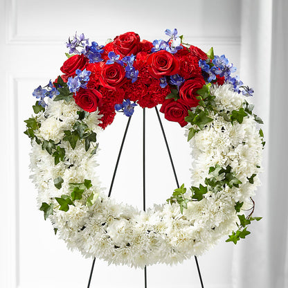 Patriotic Passion Wreath –  Red Rose Flowers, Salinas CA