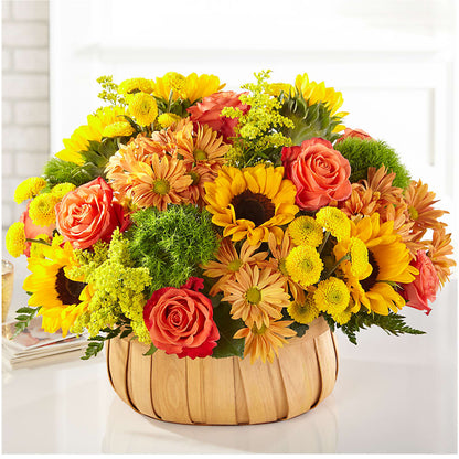 Harvest Sunflower Basket –  Red Rose Flowers, Salinas CA