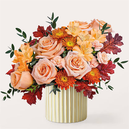 Spiced Latte Bouquet with Ivory Vase –  Red Rose Flowers, Salinas CA