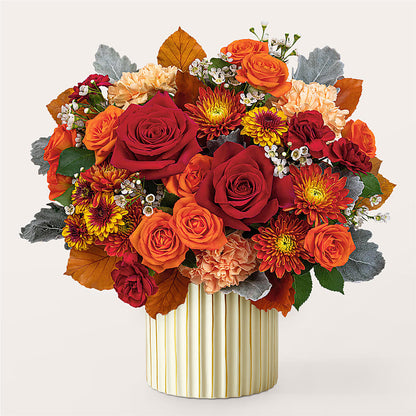 Merlot Bouquet with Ivory Vase –  Red Rose Flowers, Salinas CA