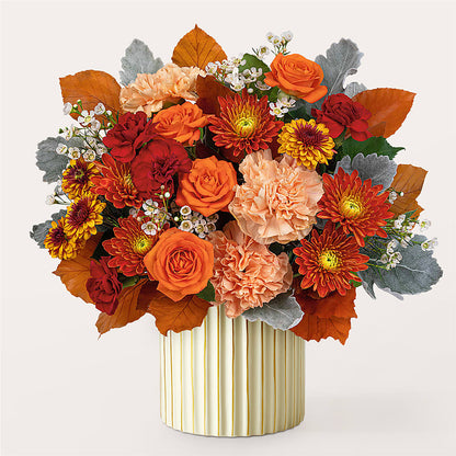 Merlot Bouquet with Ivory Vase –  Red Rose Flowers, Salinas CA