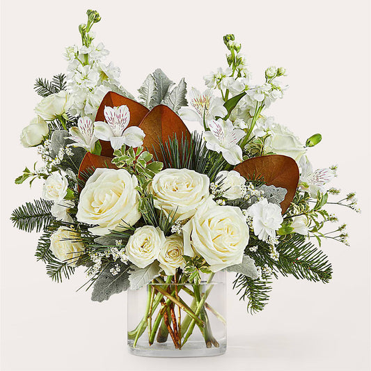 Fresh Snowfall Bouquet –  Red Rose Flowers, Salinas CA