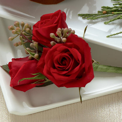 Red Spray Rose Boutonniere –  Red Rose Flowers, Salinas CA