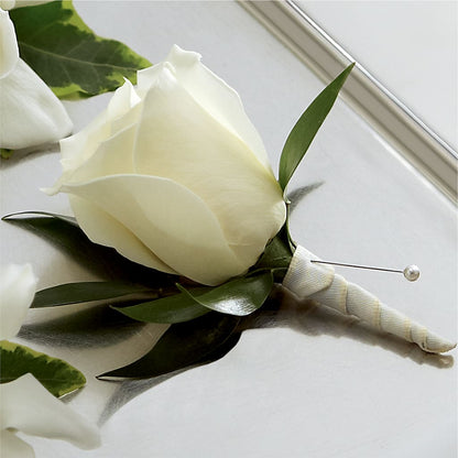 White Rose Boutonniere –  Red Rose Flowers, Salinas CA